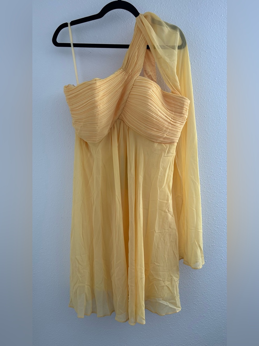Ever Pretty One-Shoulder Chiffon Dress in Pale Yellow